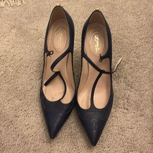 SJP Blythe heels, navy blue, t-strap, good condition